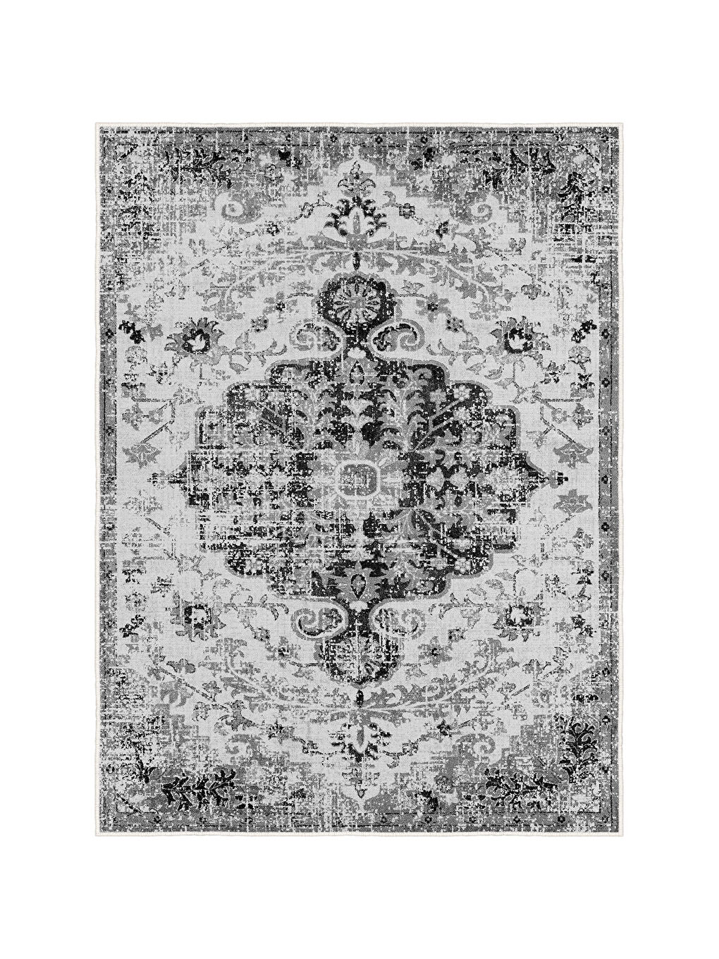 Siyah Dekoratif Özel Tasarım Yıkanabilir İnce Kaymaz Tabanlı Modern Halı KECE FR15