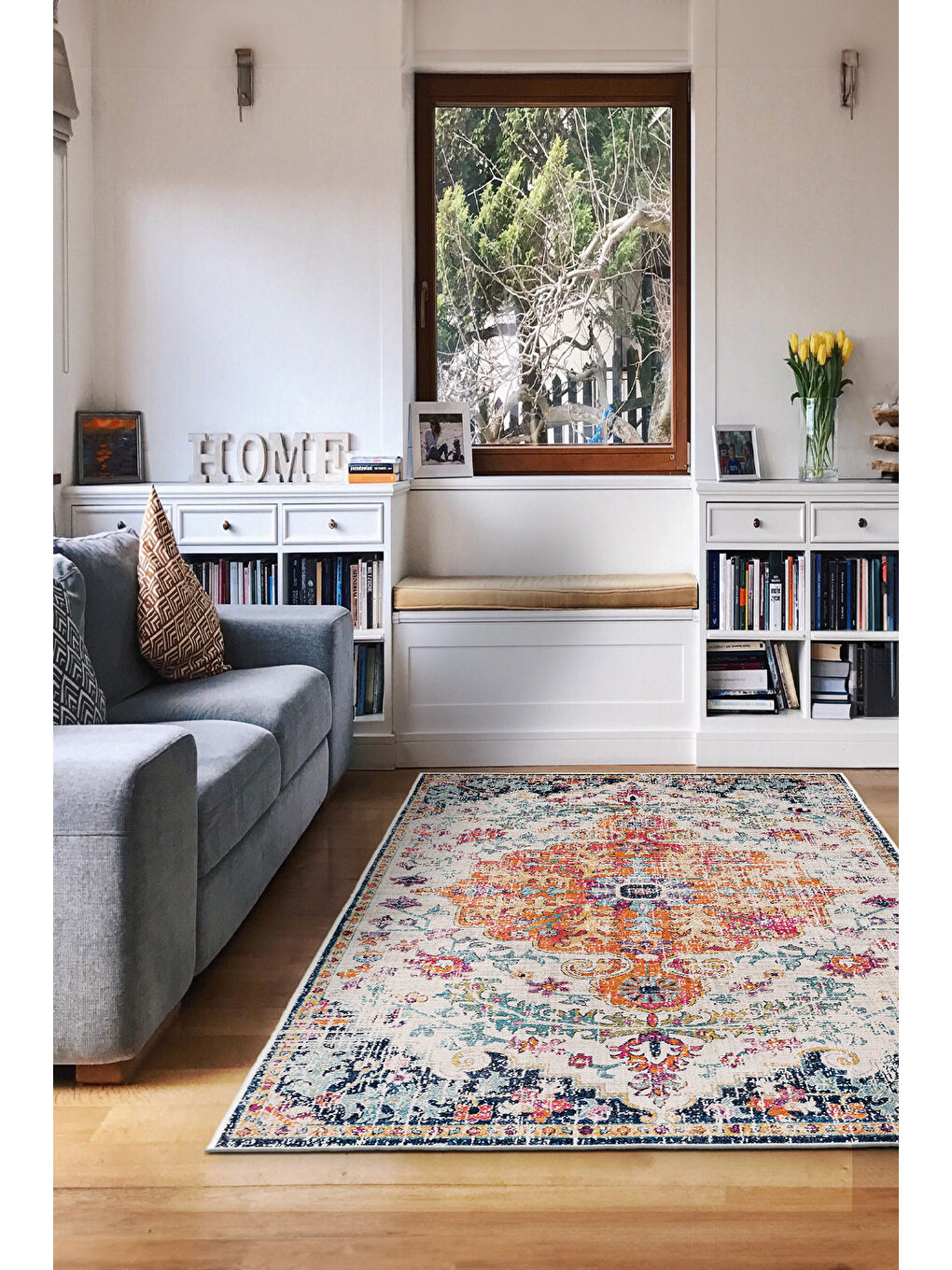 Turuncu Dekoratif Özel Tasarım Yıkanabilir İnce Kaymaz Tabanlı Modern Halı KECE FR14-1