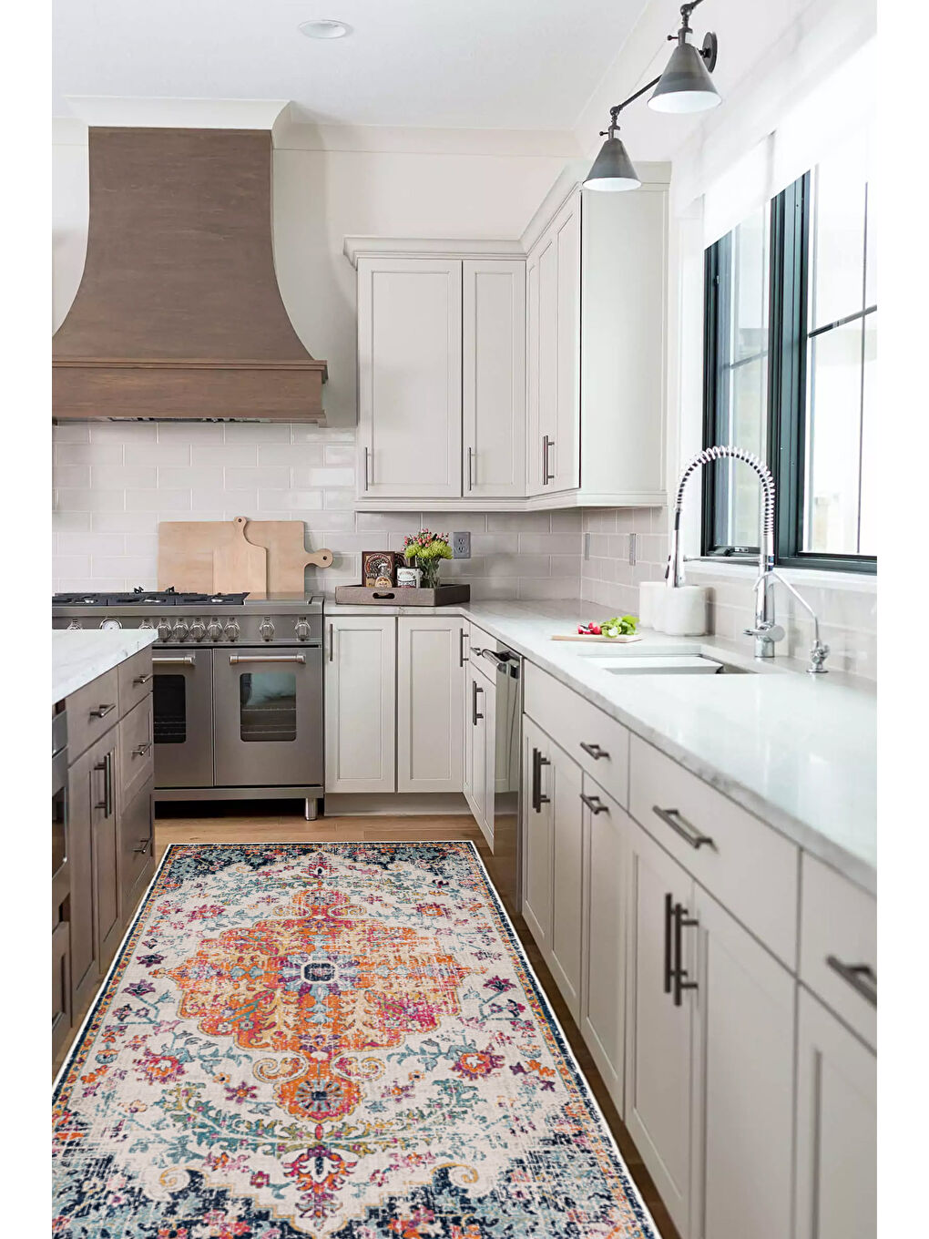 Turuncu Dekoratif Özel Tasarım Yıkanabilir İnce Kaymaz Tabanlı Modern Halı KECE FR14-4