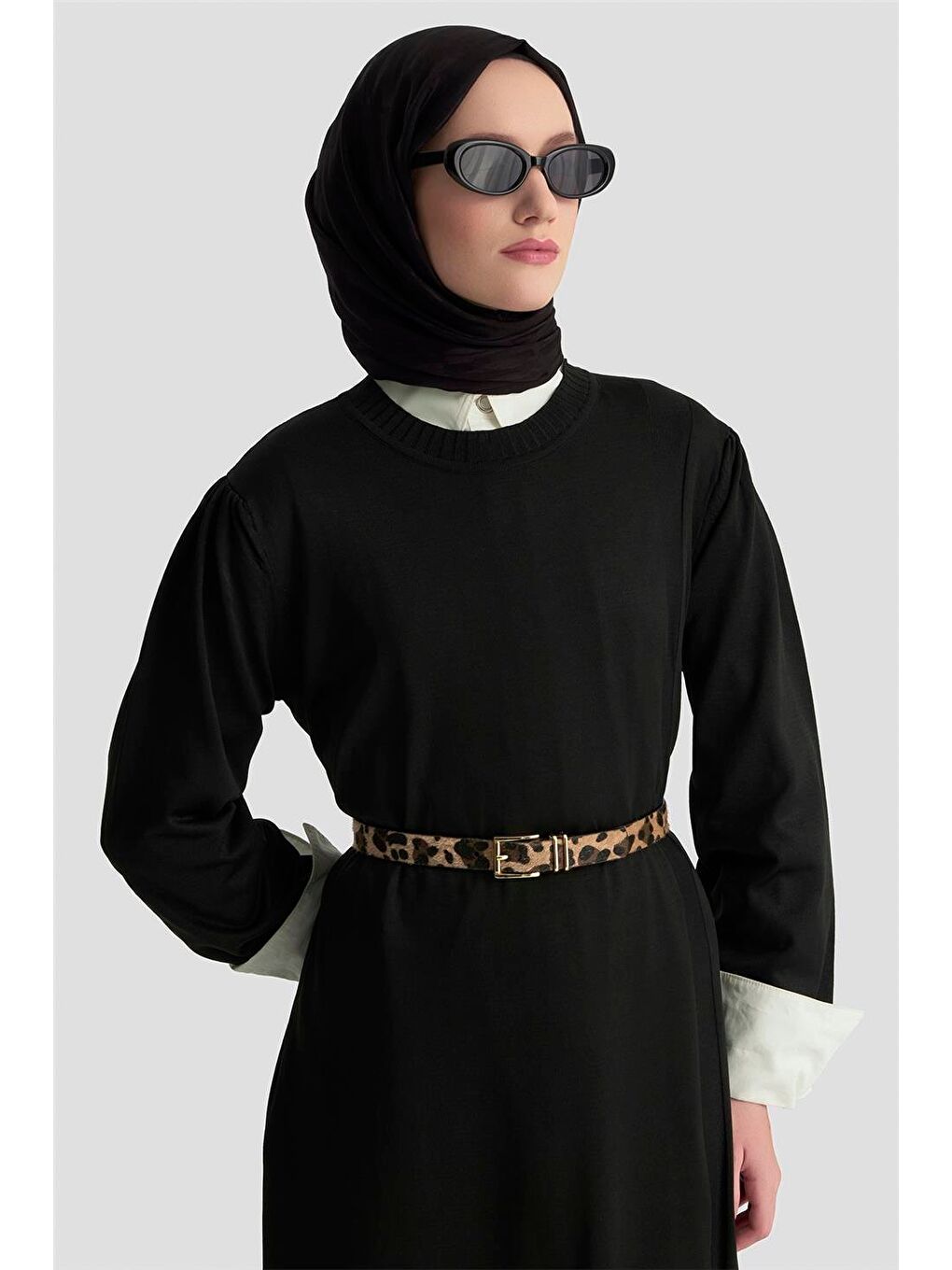 Basic Triko Elbise 25Ktd956 Siyah-2