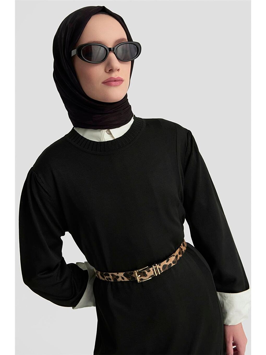 Basic Triko Elbise 25Ktd956 Siyah-3