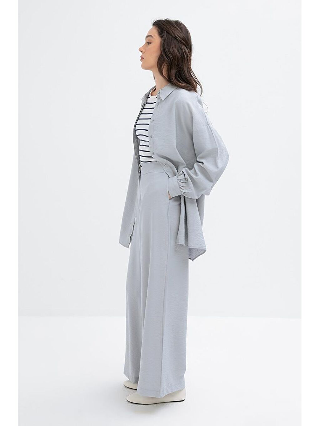 Gri-Geniş Paça Pantolon-2