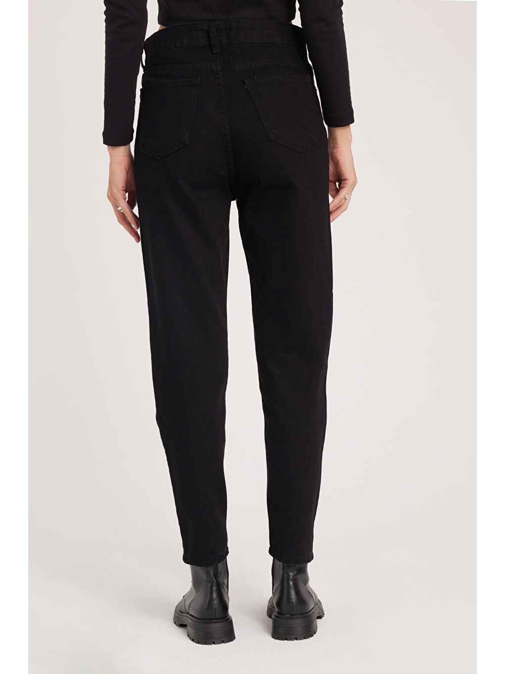 Kadın Slim Fit Dar Kesim Pamuklu Dar Paça Siyah Jean Pantolon-6
