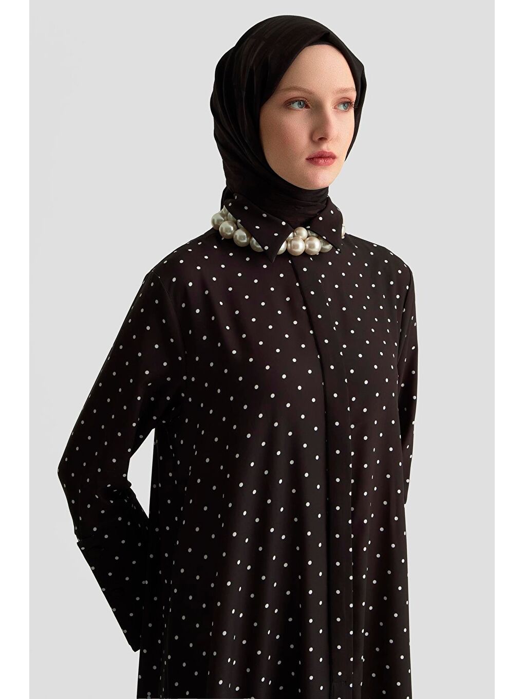 Puantiyeli Elbise 25Kd1007 Siyah-2