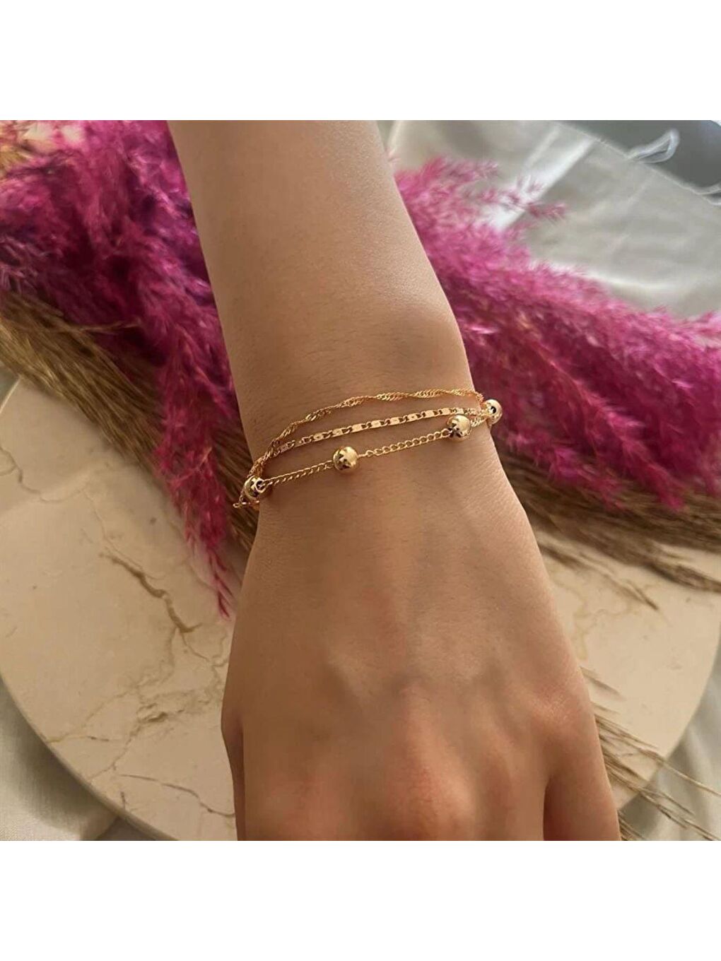 Sarı 3 lü Gold Singapur Bileklik