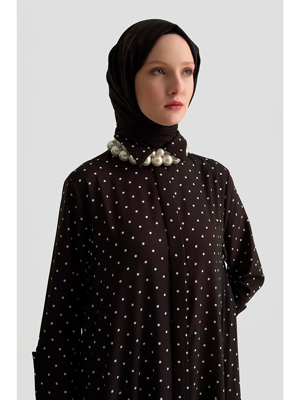 Puantiyeli Elbise 25Kd1007 Siyah-3