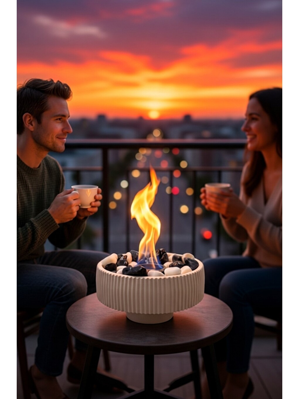 Gbd Taş Döküm Dumansız Masa Şömine Ateş Çukuru (500ml Bioethanol+hazne)-7