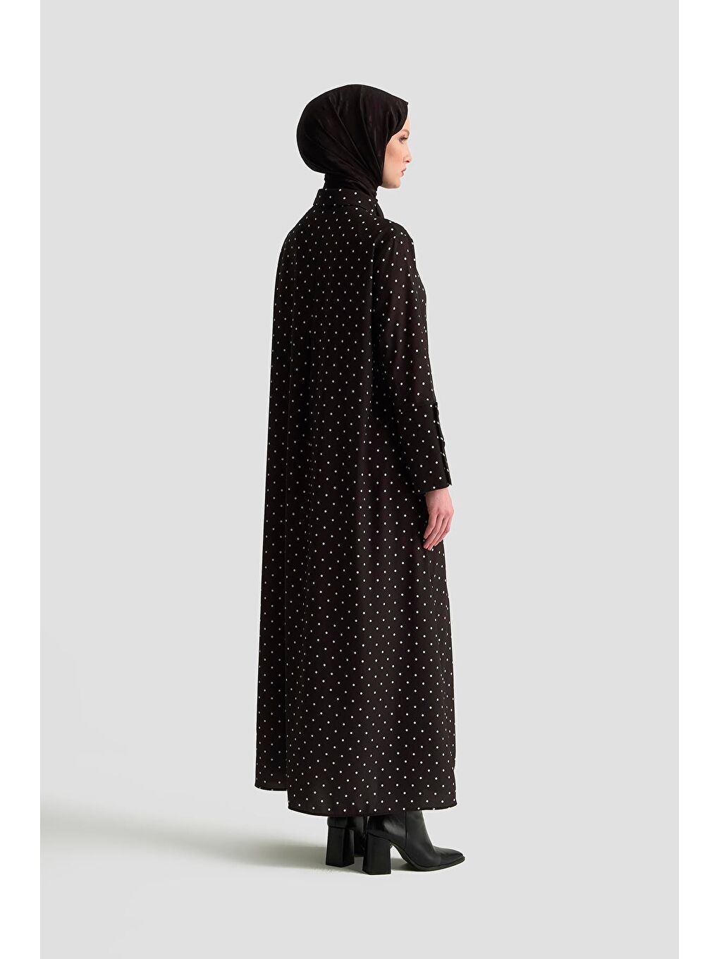 Puantiyeli Elbise 25Kd1007 Siyah-4