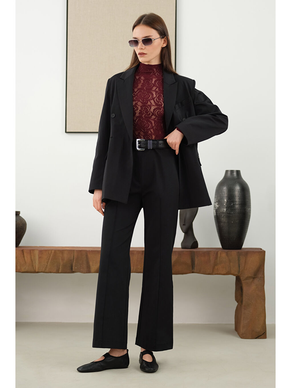 Bele Oturtmalı Ceket Siyah-1