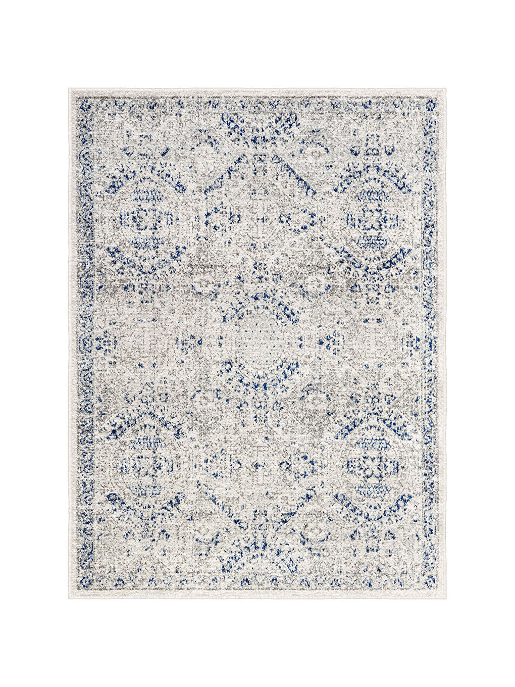 Mavi Dekoratif Özel Tasarım Yıkanabilir İnce Kaymaz Tabanlı Modern Halı KECE FR09