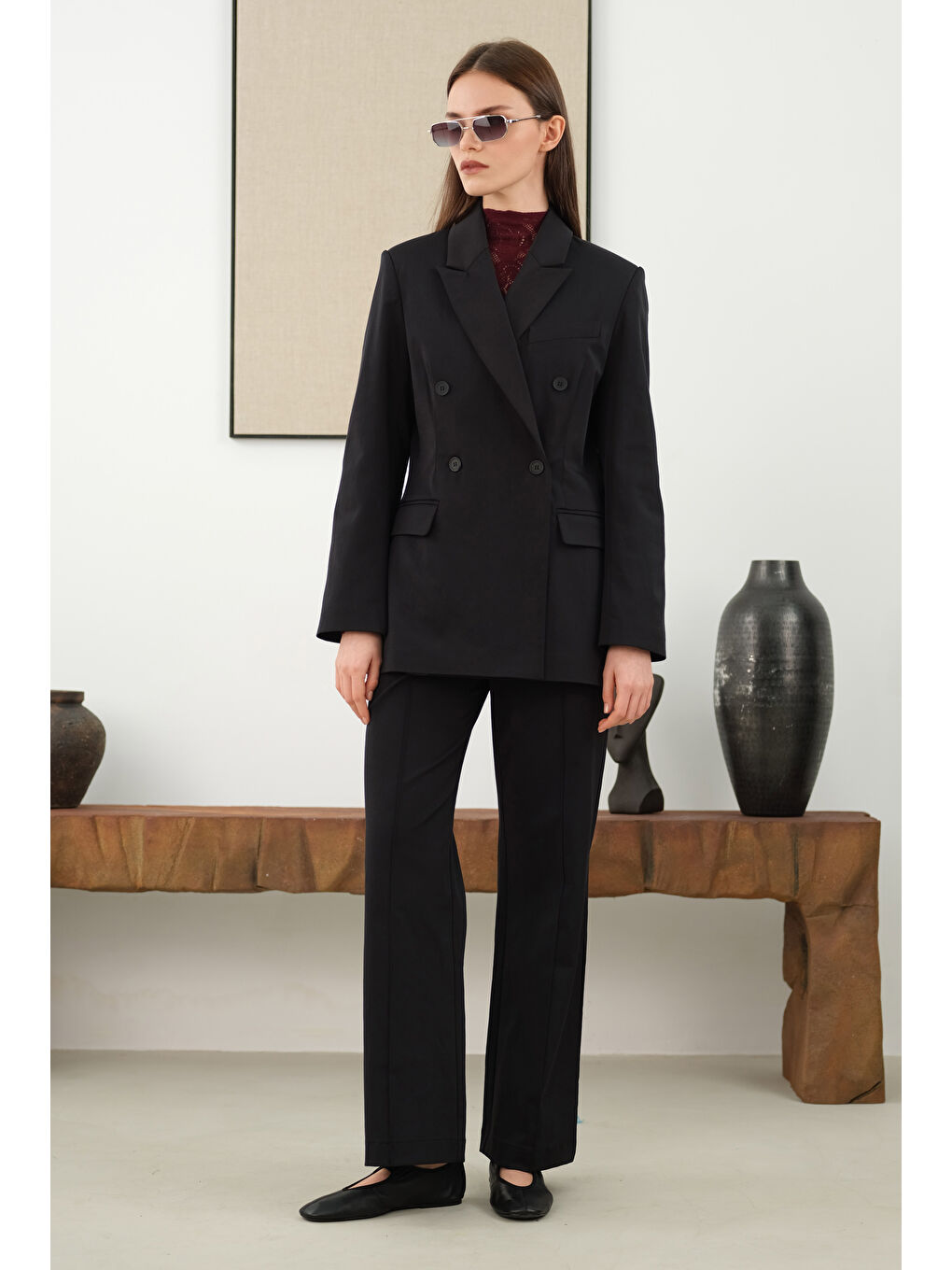 Bele Oturtmalı Ceket Siyah-2