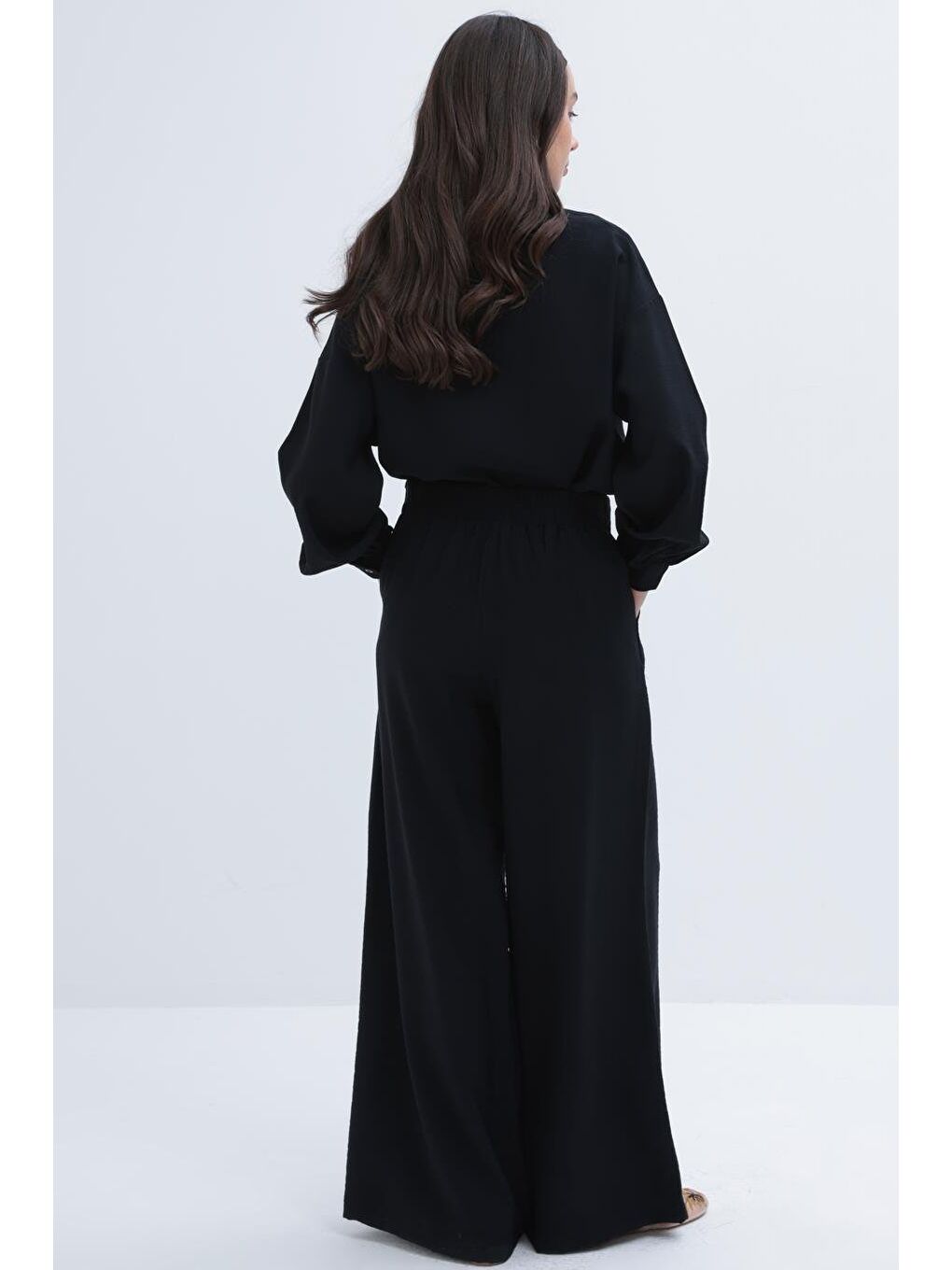 Siyah-Geniş Paça Pantolon-3