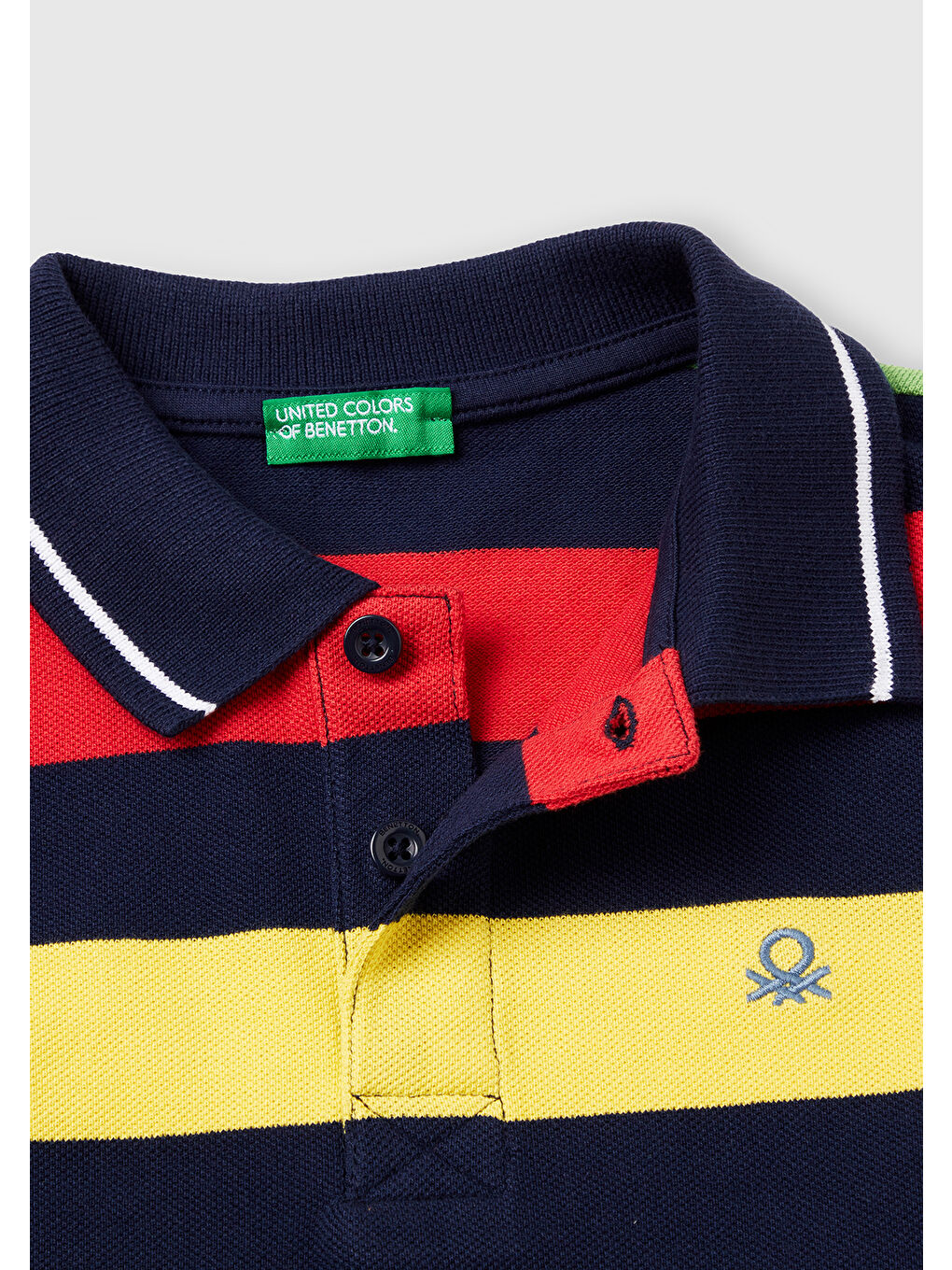 Siyah Erkek Çocuk Koyu Renkli Mix Çizgili Logo İşlemeli Polo Tişört-2