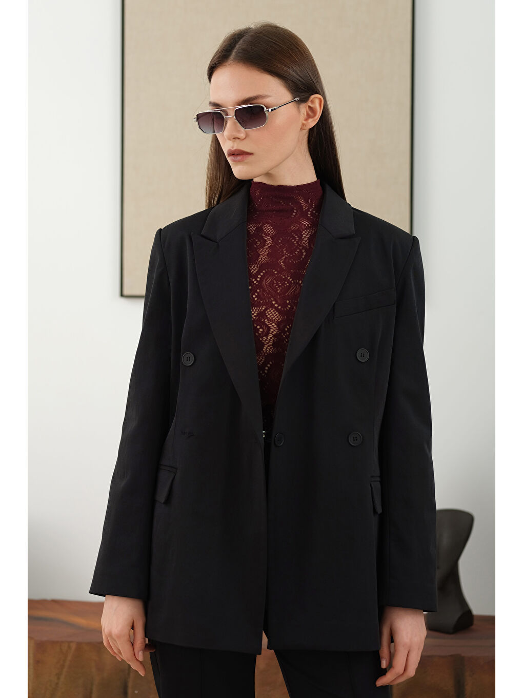 Bele Oturtmalı Ceket Siyah-4