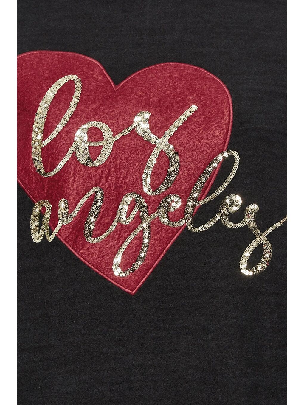 Siyah Büyük Beden Yazılı Payet Detaylı Yuvarlak Yaka Triko Kazak 301779-4