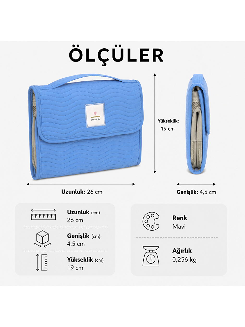 Changing Pouch Bebek Alt Değiştirme Organizer XL Blue-4