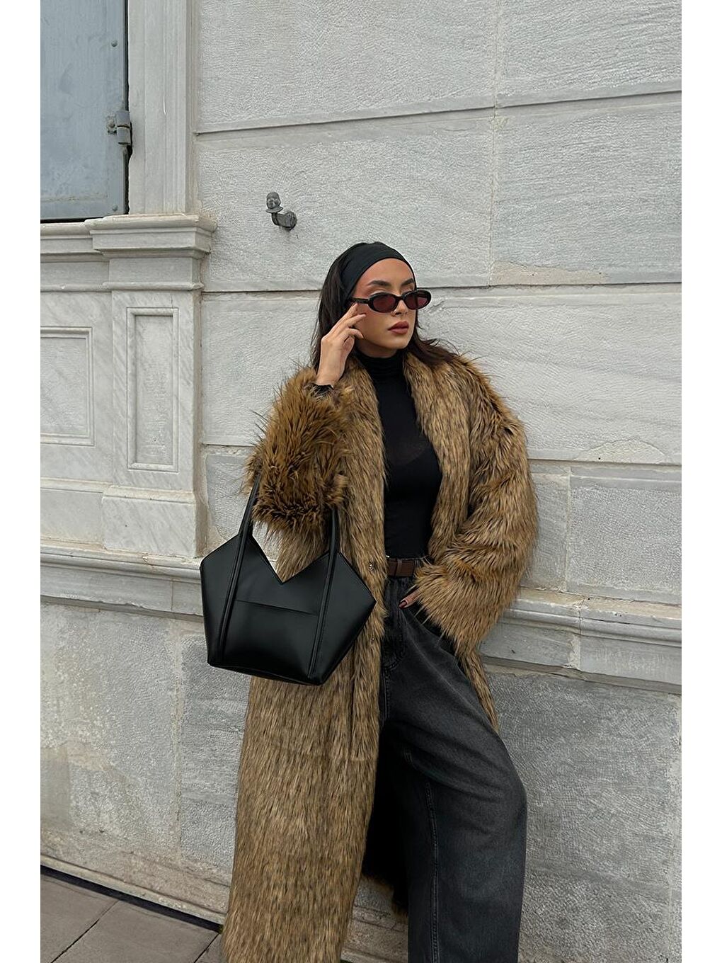 Geza Asimetrik Omuz Çantası Siyah-7