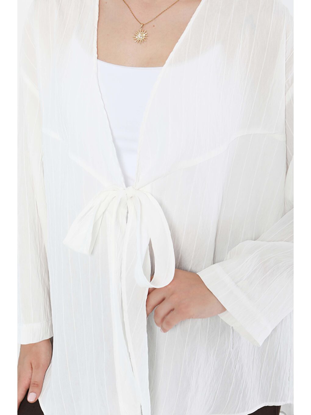 Bağlamalı Ceket Beyaz - 27486-2