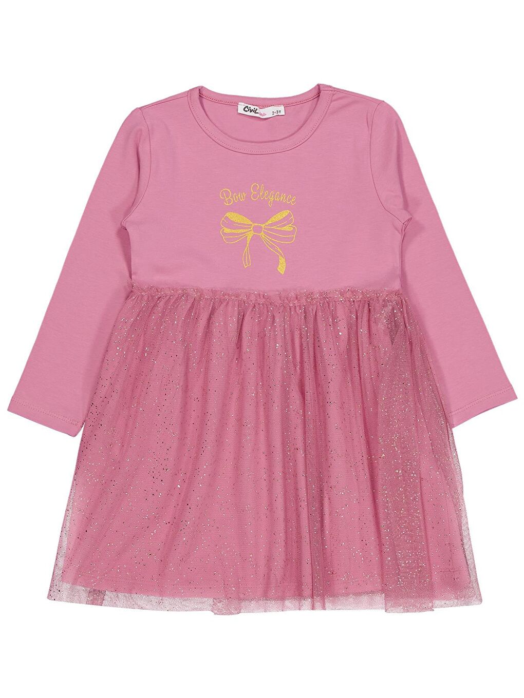 Girls Fiyonk Baskılı 2-5 Yaş Elbise - Pembe 5-6 Yaş