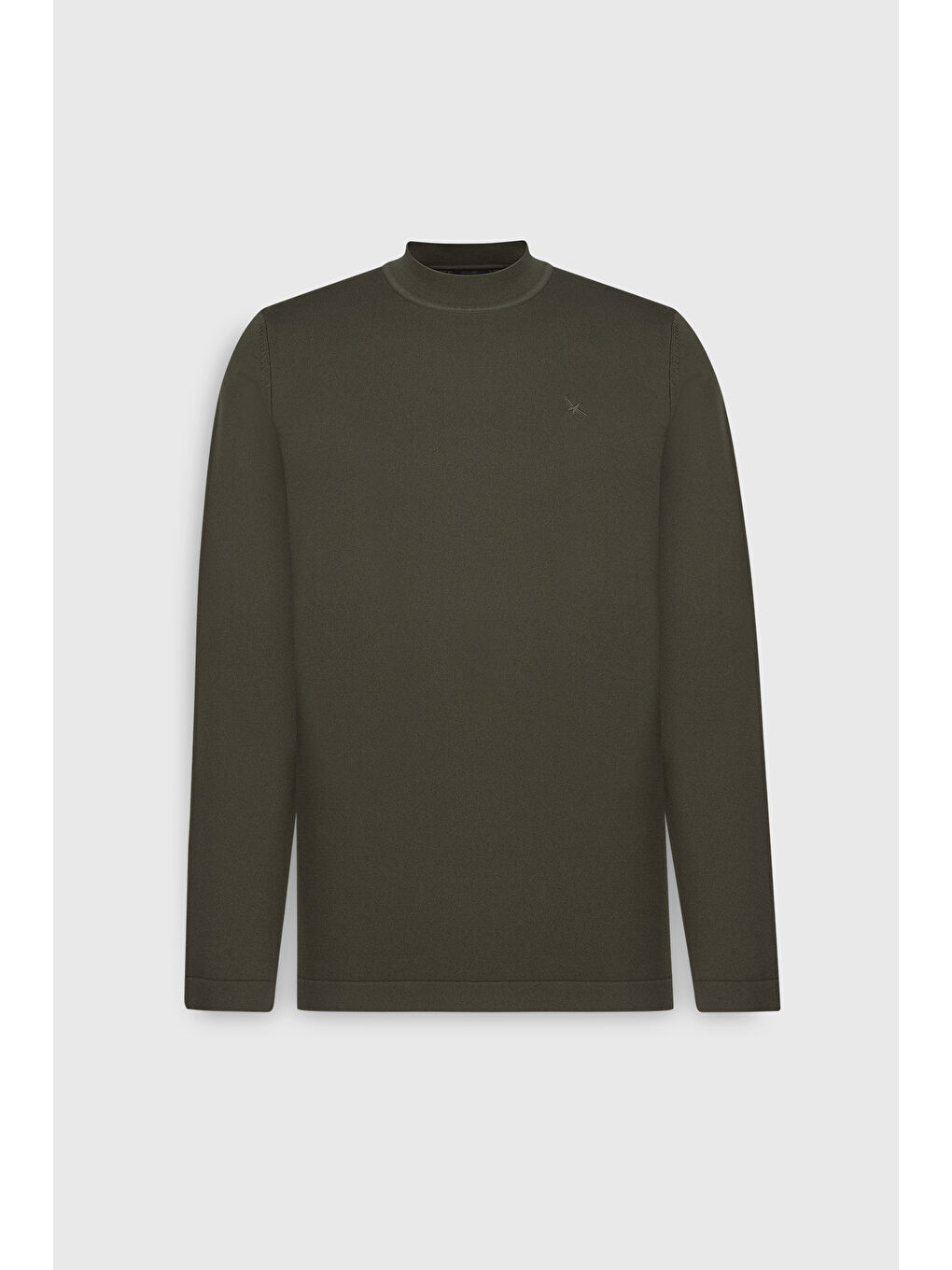 Erkek Haki Standart Fit Normal Kesim Yarım Balıkçı Yaka Basic Triko Kazak-5