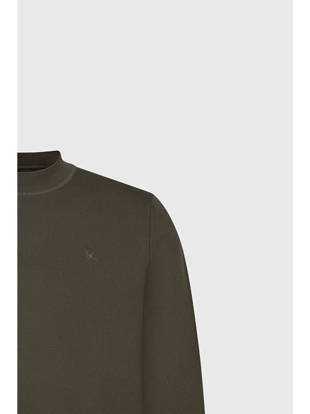 Erkek Haki Standart Fit Normal Kesim Yarım Balıkçı Yaka Basic Triko Kazak-6