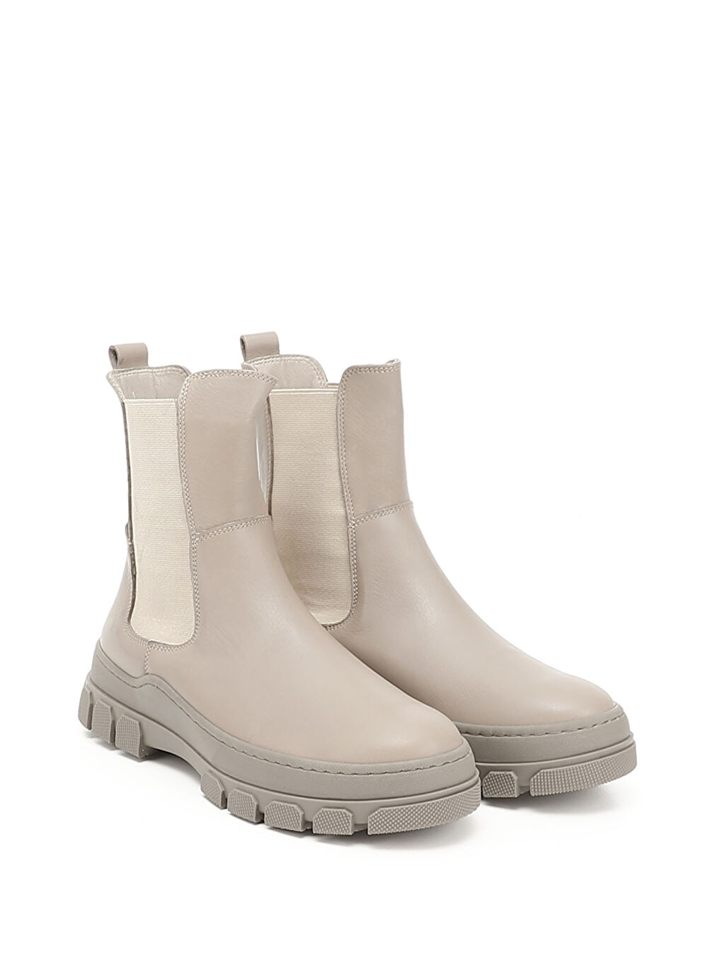 Bej Kadın BEJ-CAMEL Kauçuk Taban Hakiki Deri Chelsea Bot