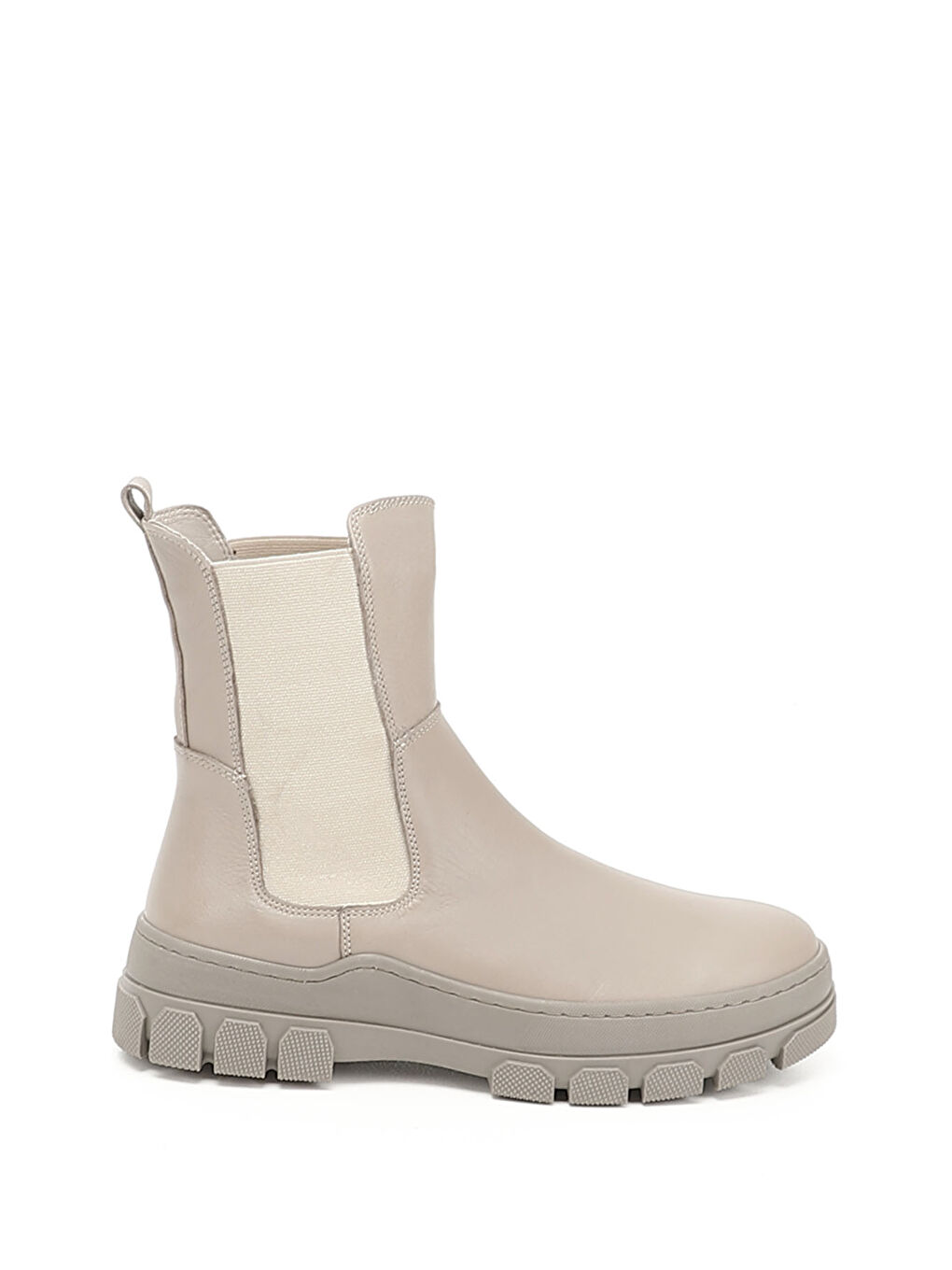 Bej Kadın BEJ-CAMEL Kauçuk Taban Hakiki Deri Chelsea Bot-1