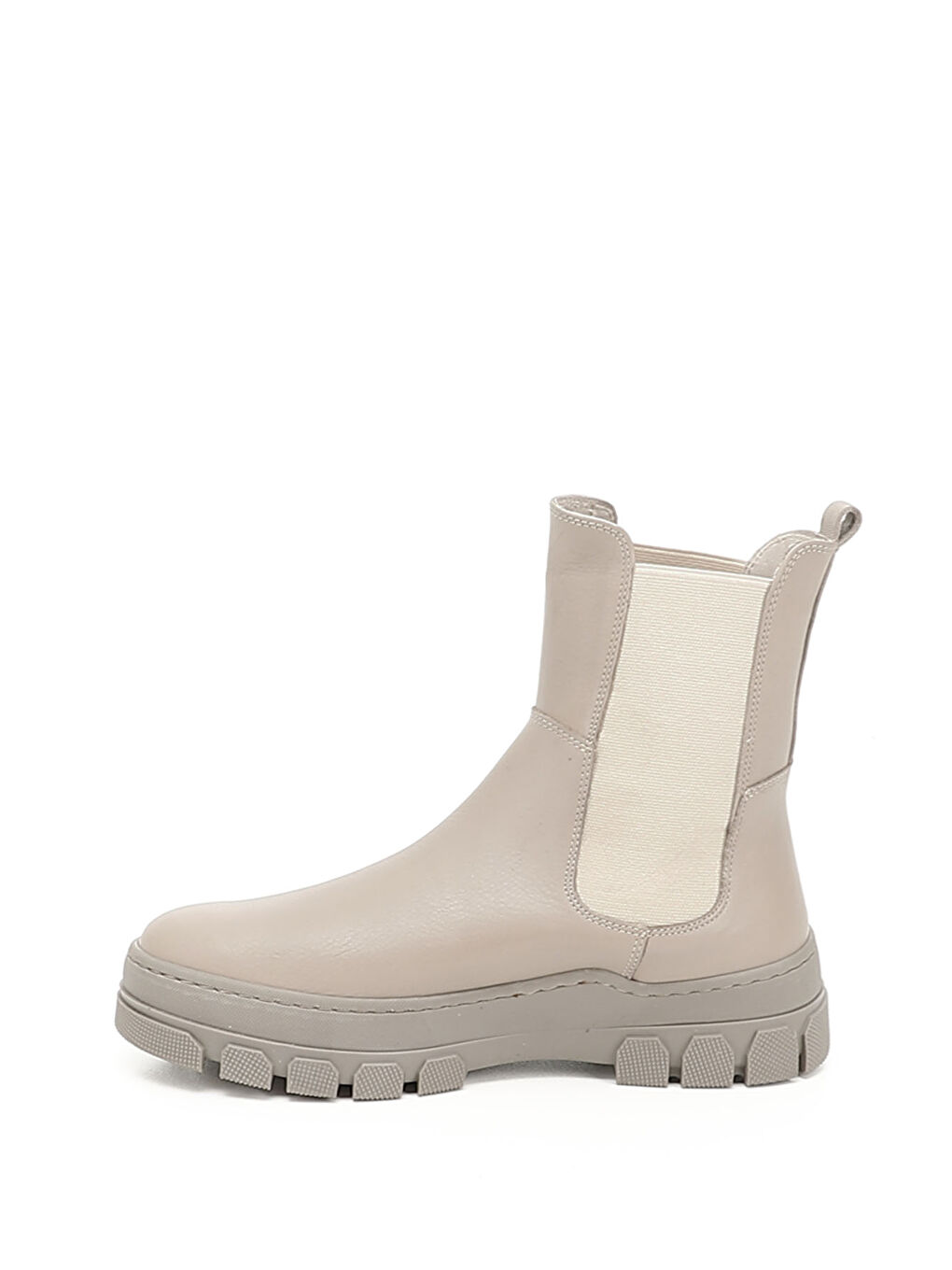 Bej Kadın BEJ-CAMEL Kauçuk Taban Hakiki Deri Chelsea Bot-2