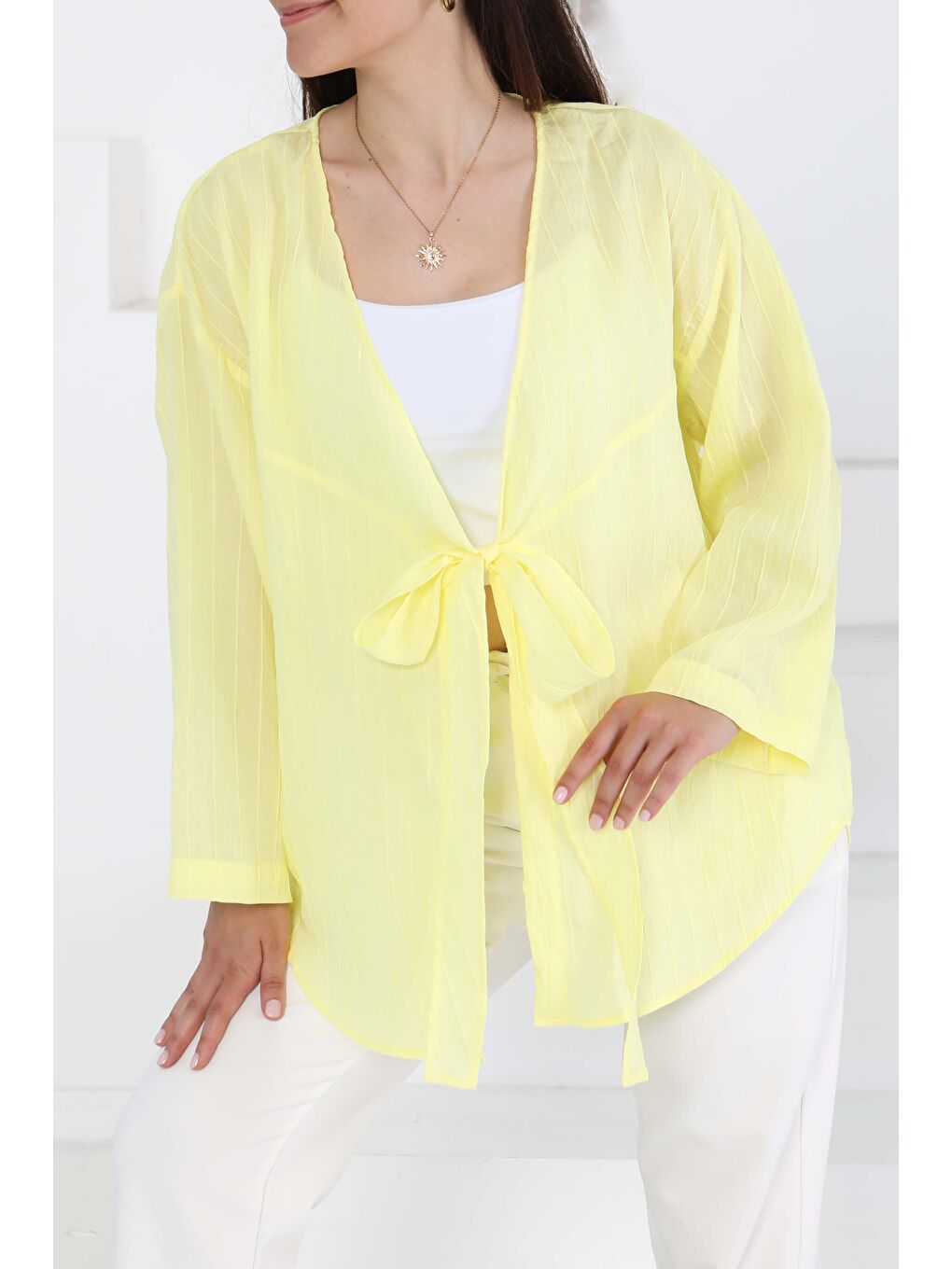 Sarı Bağlamalı Ceket Sari - 27486-2