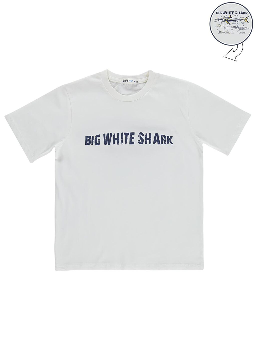 Boys Big White Baskılı 6-9 Yaş Tişört - Kırık Beyaz