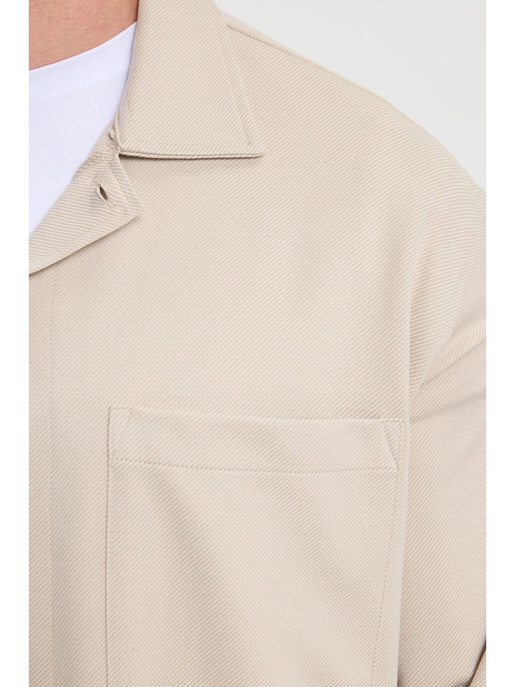 Erkek Relax Fit Rahat Kesim Uzun Kollu Düz Örme Kumaş Yandan Yırtmaçlı Bej Gömlek-6