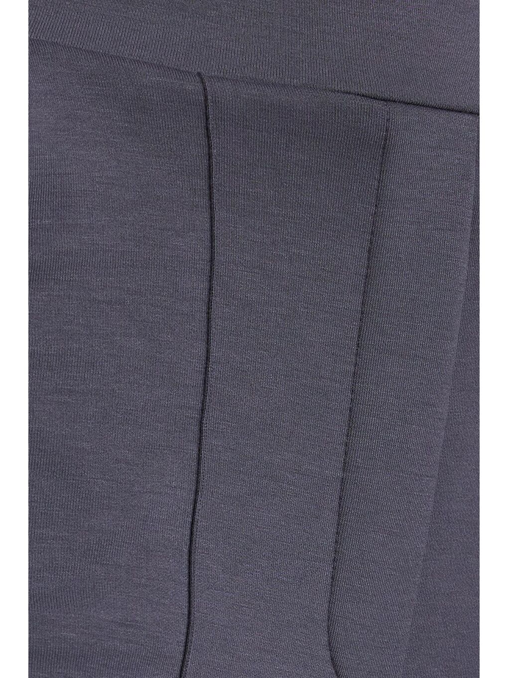 Kadın Relax Fit Rahat Kesim Modal Kumaş Yüksel Bel Geniş Paça Antrasit Pantolon-4