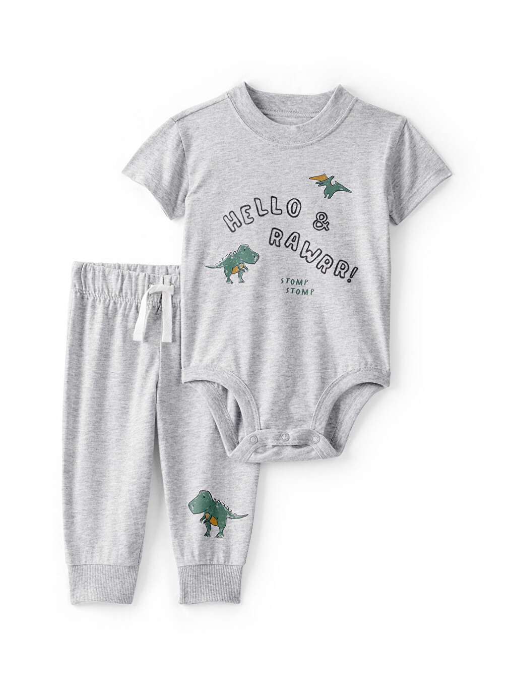 Erkek Bebek Body Pantolon Set 3 Ay-24 Ay Gri