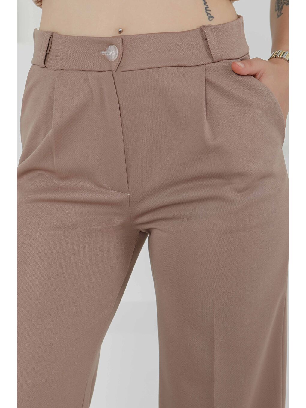 Bej Cepli Palazzo Pantolon Vizon - 27487-3