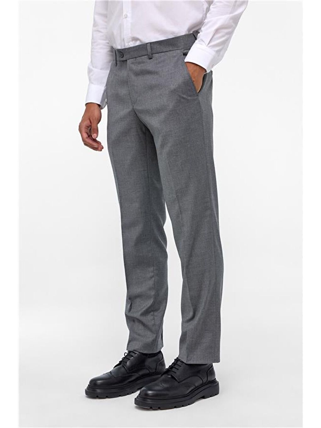 Antrasit Regular Armürlü Pantolon-2