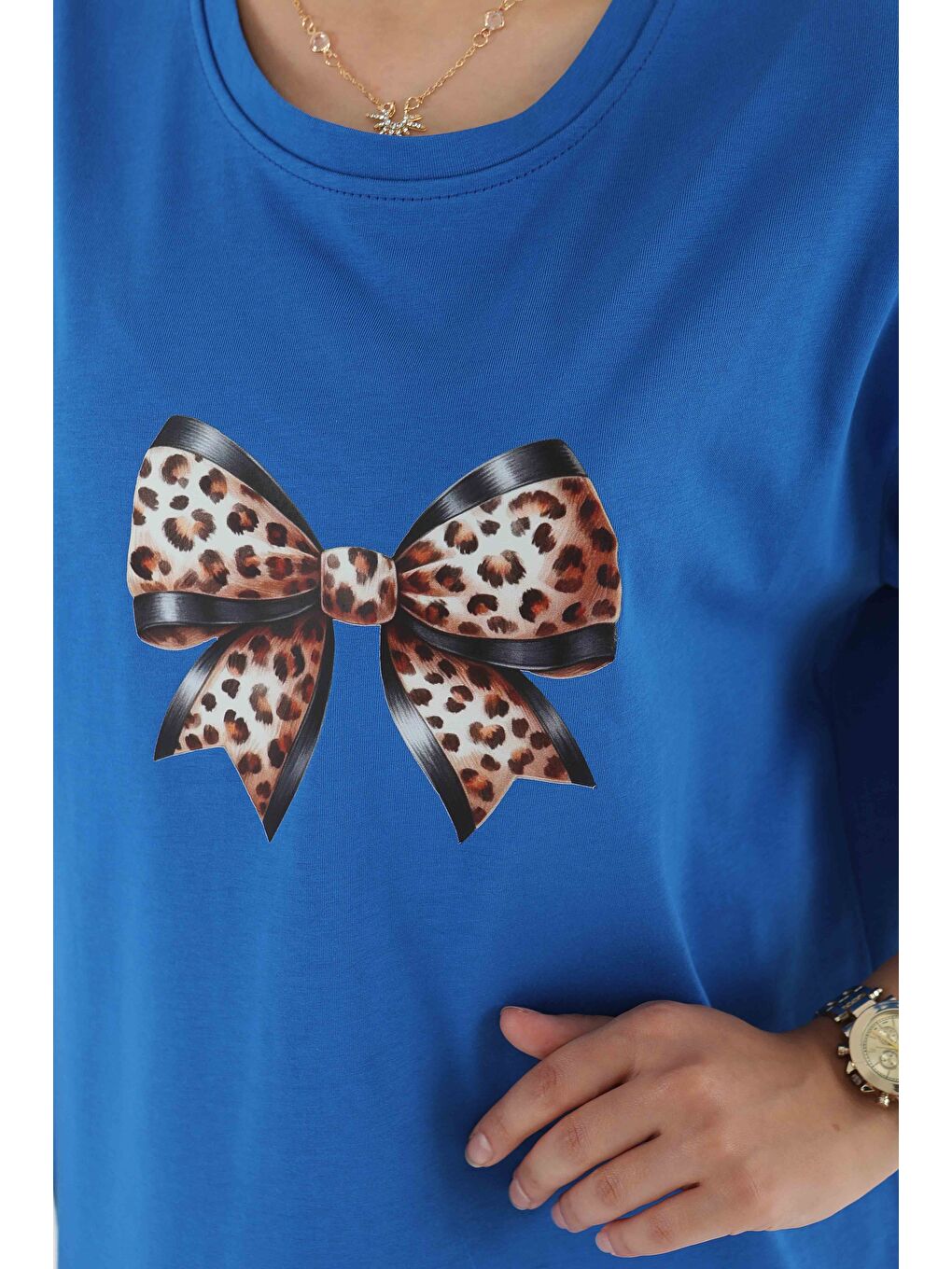 Mavi Baskılı Kısa Kollu T-Şhirt Saks - 27501-2