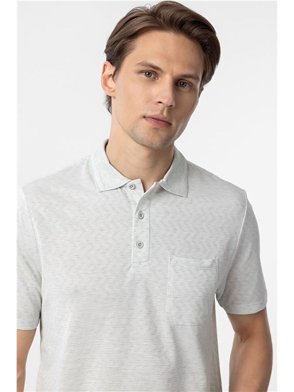 Turkuaz Su Yeşili Regular Armürlü Polo Yaka Tişört-1