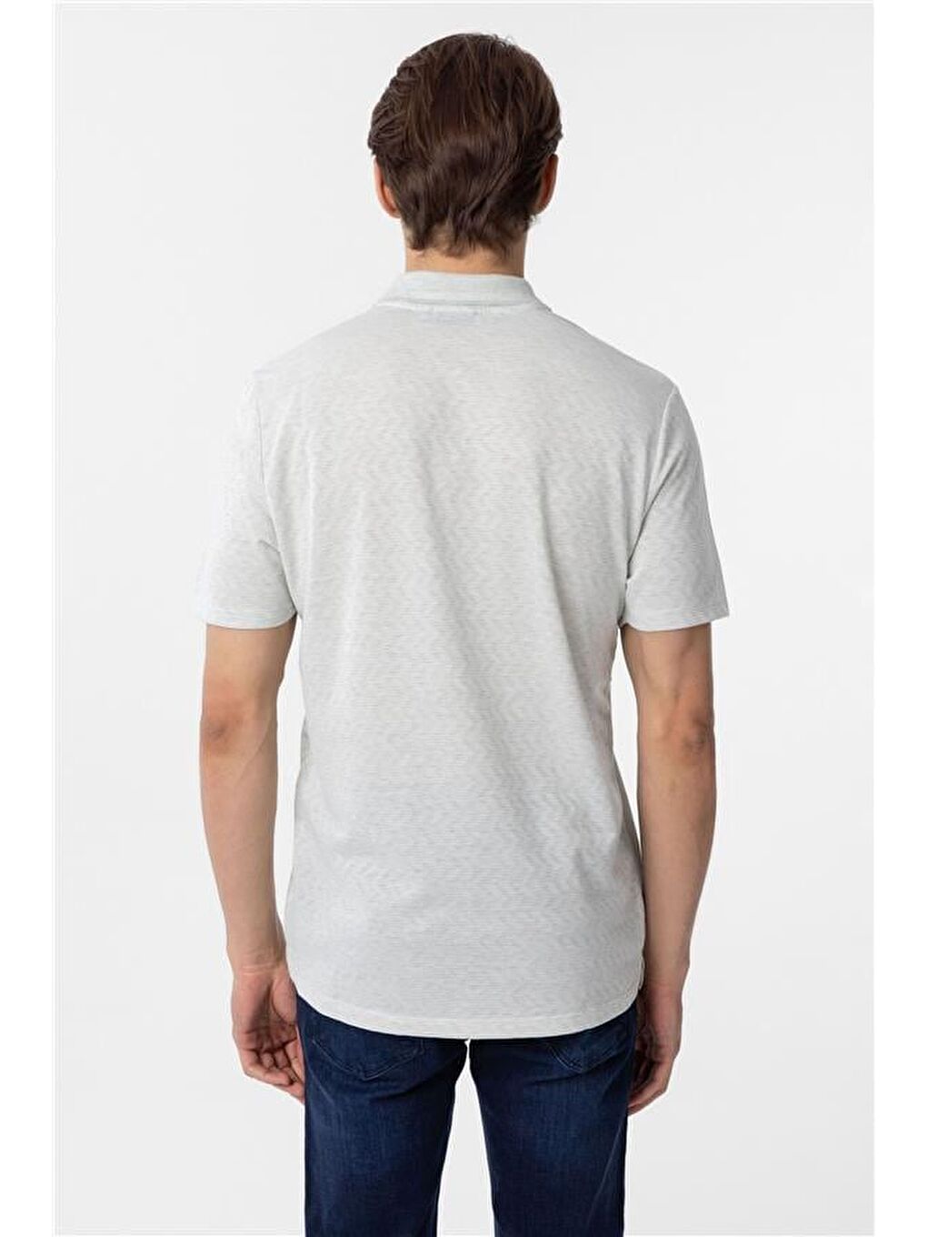 Turkuaz Su Yeşili Regular Armürlü Polo Yaka Tişört-2