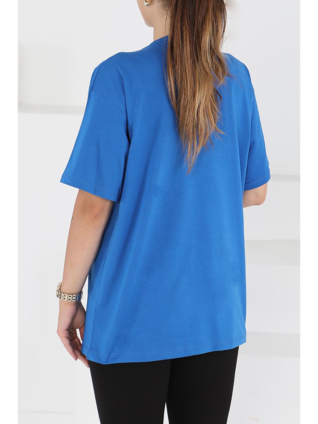 Mavi Baskılı Kısa Kollu T-Şhirt Saks - 27501-3