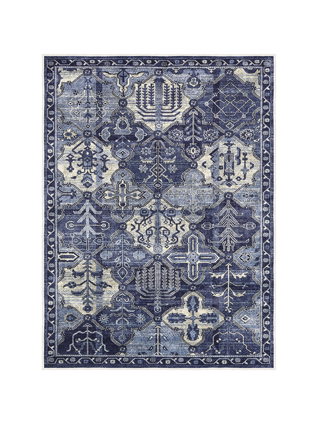 Mavi Dekoratif Özel Tasarım Yıkanabilir İnce Kaymaz Tabanlı Modern Halı KECE FR12