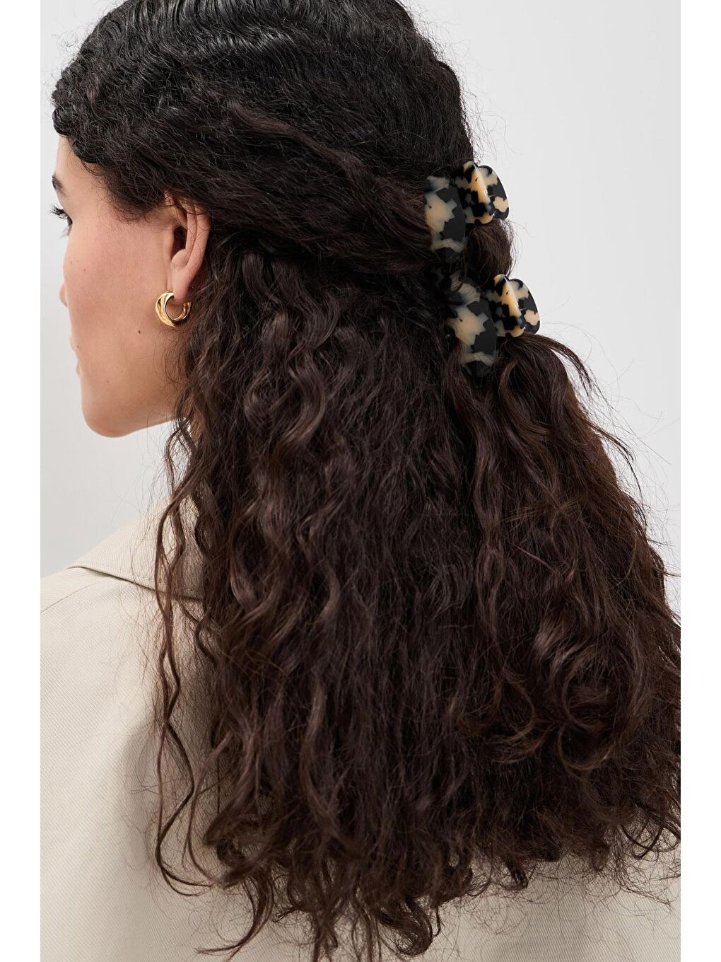 Bej Kaplumbağa Sırtı 4 cm Asetat Mandal Toka 2 Adet-1