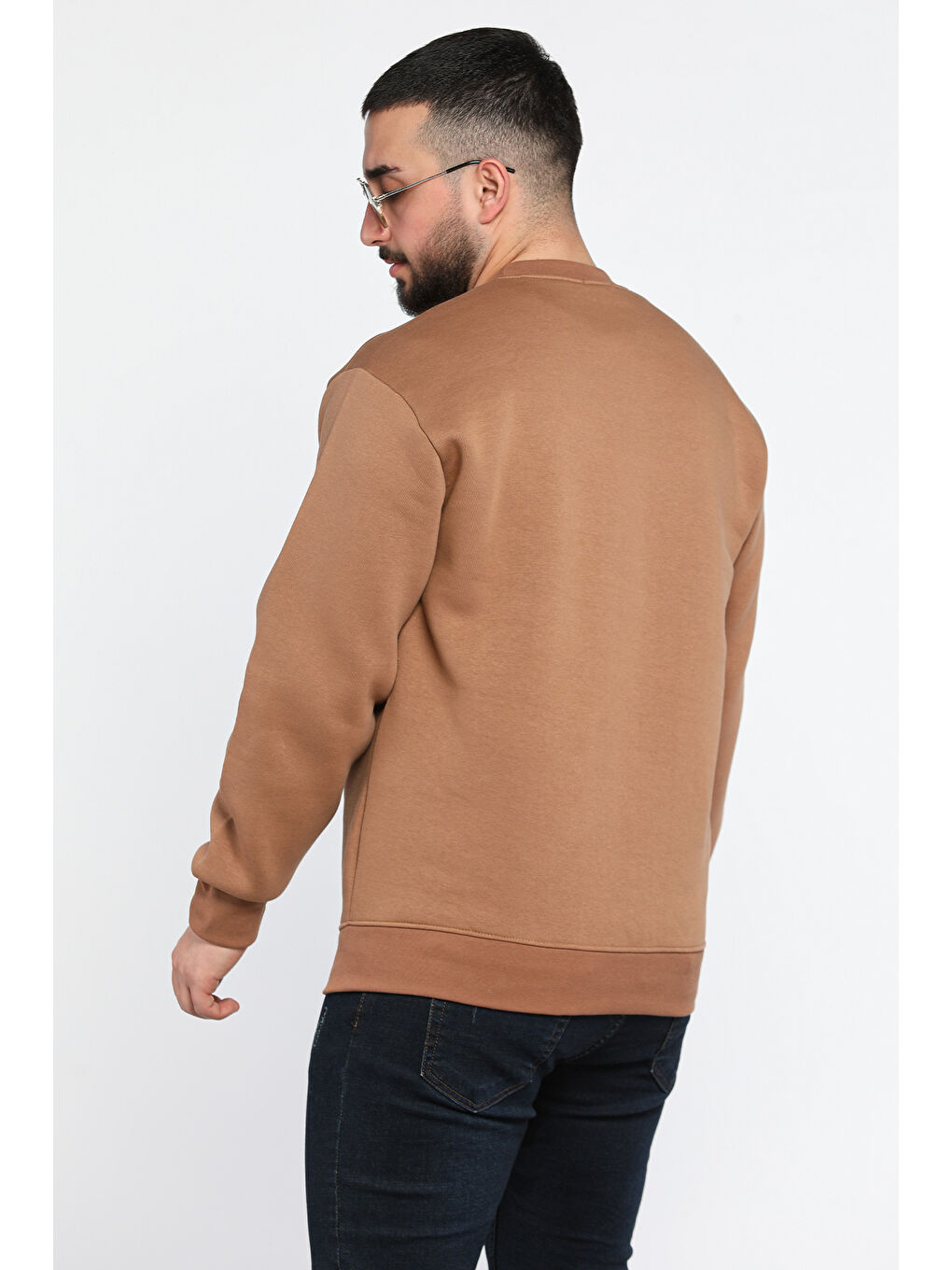 Mishar İtalia Ekru Erkek Bisiklet Yaka Şardonlu Sweatshirt - 2