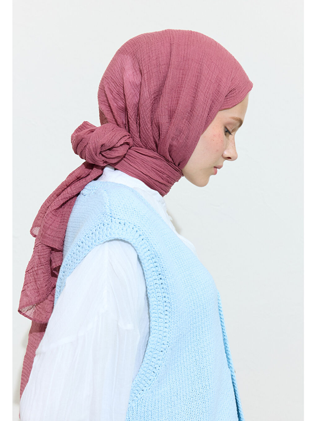 Pembe Modal Krinkıl Şal Gülkurusu-4