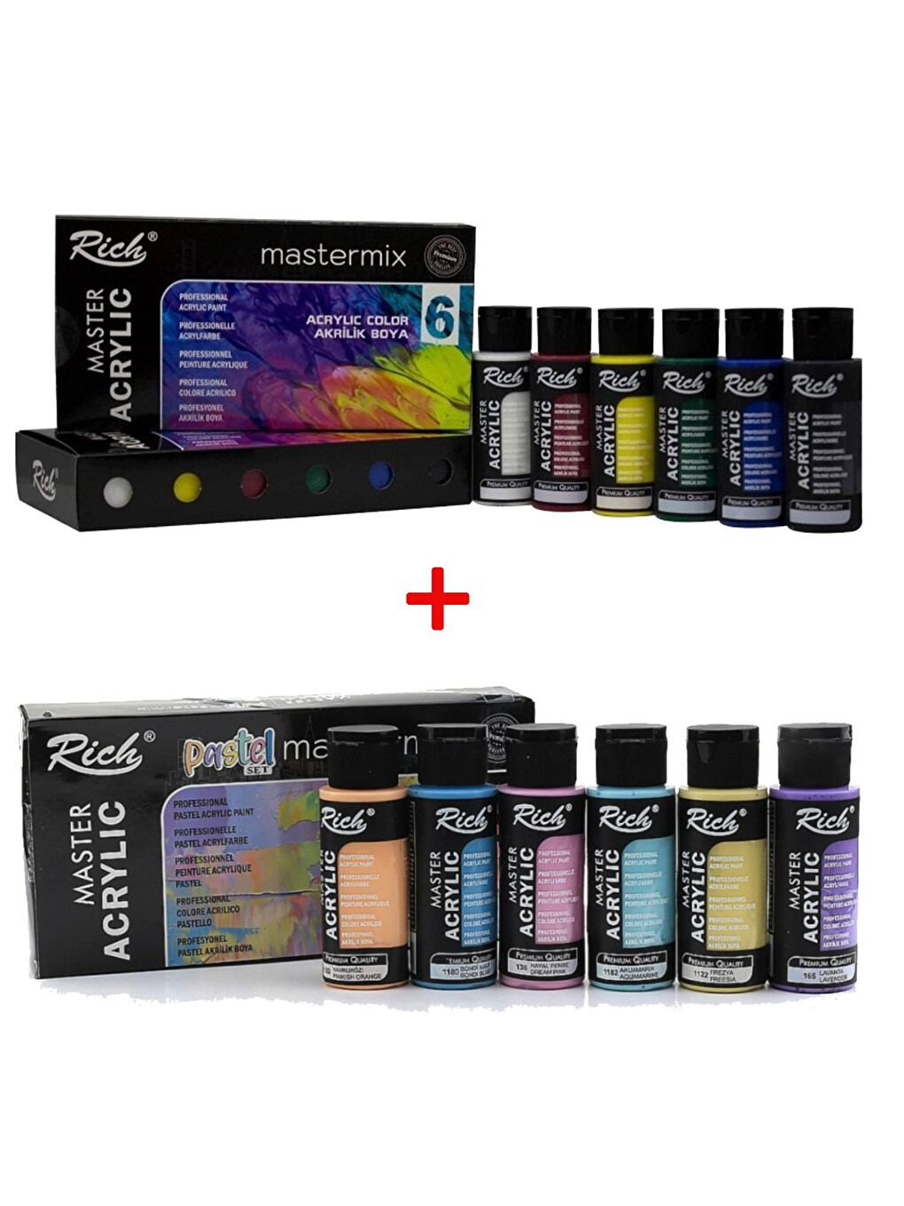 Mastermix Akrilik Boya 60 cc 6 Canlı + 6 Pastel Renk
