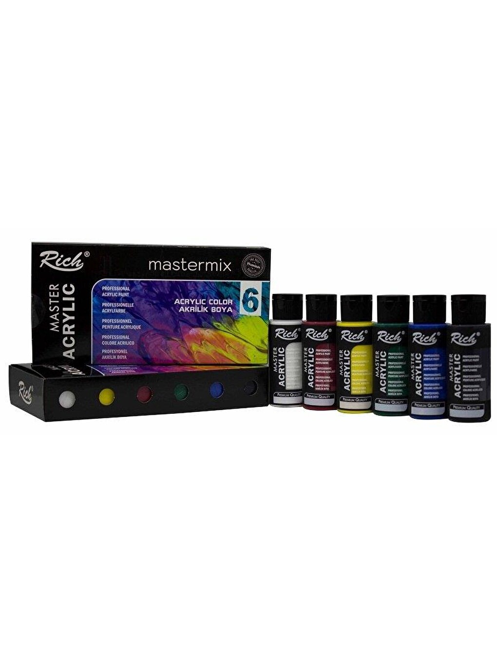 Mastermix Akrilik Boya 60 cc 6 Canlı + 6 Pastel Renk-1