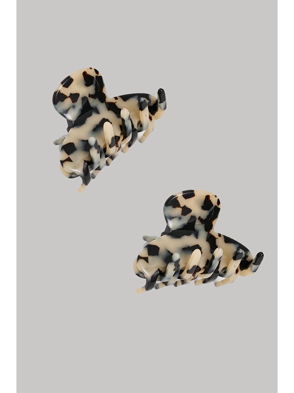 Bej Kaplumbağa Sırtı 4 cm Asetat Mandal Toka 2 Adet-4