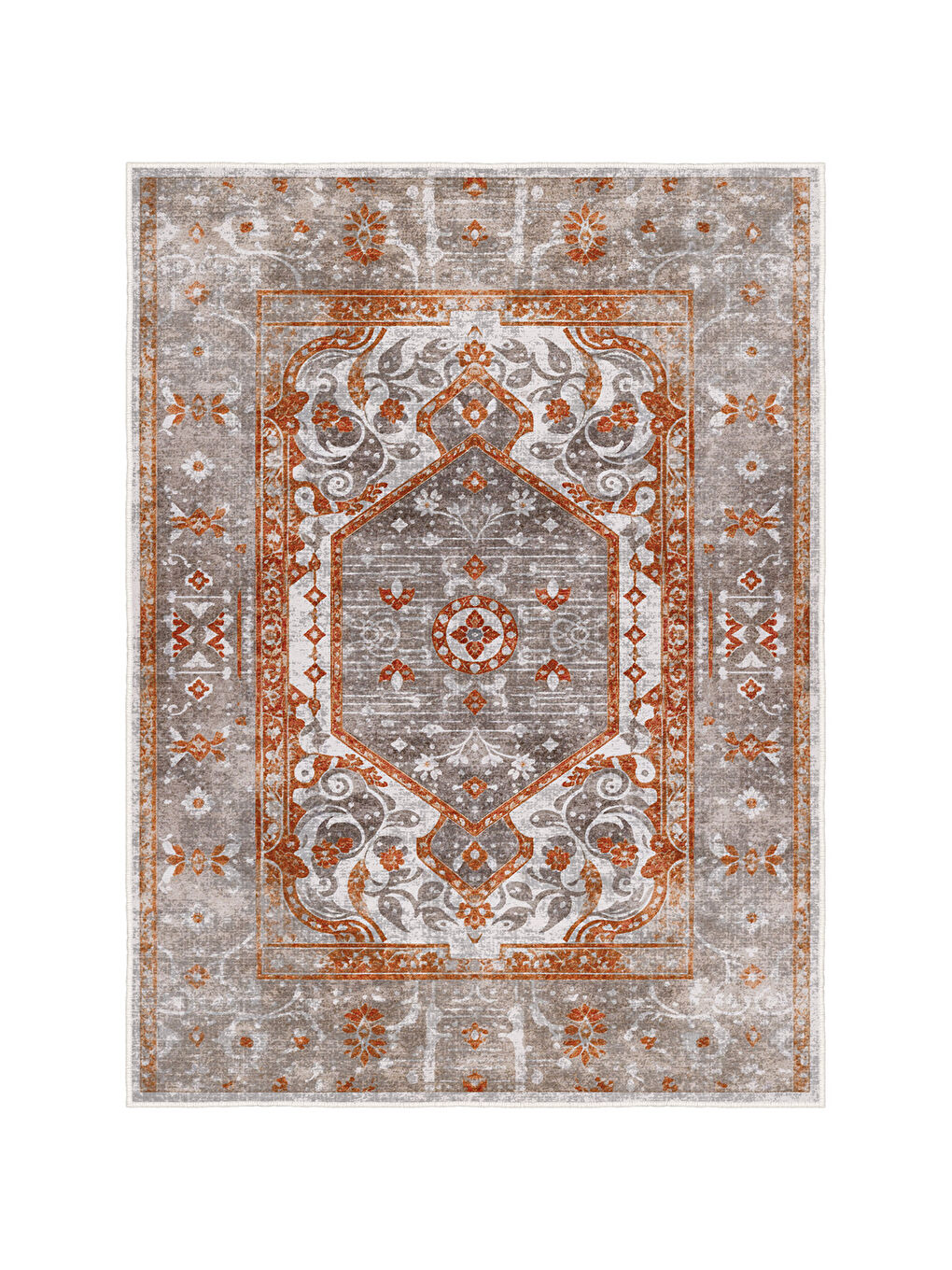 Turuncu Dekoratif Özel Tasarım Yıkanabilir İnce Kaymaz Tabanlı Modern Halı KECE FR12