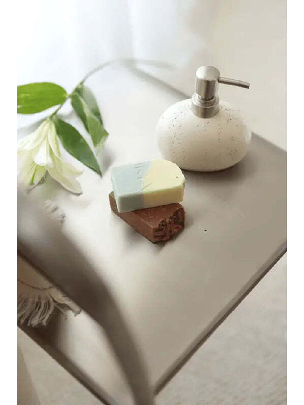Travertine 3 Parça Banyo Seti Açık Bej-3