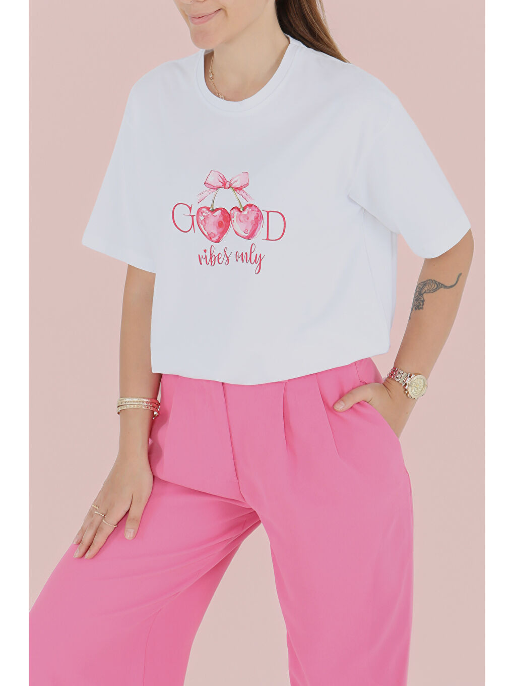 Baskılı Kısa Kollu T-Şhirt Beyaz - 27500