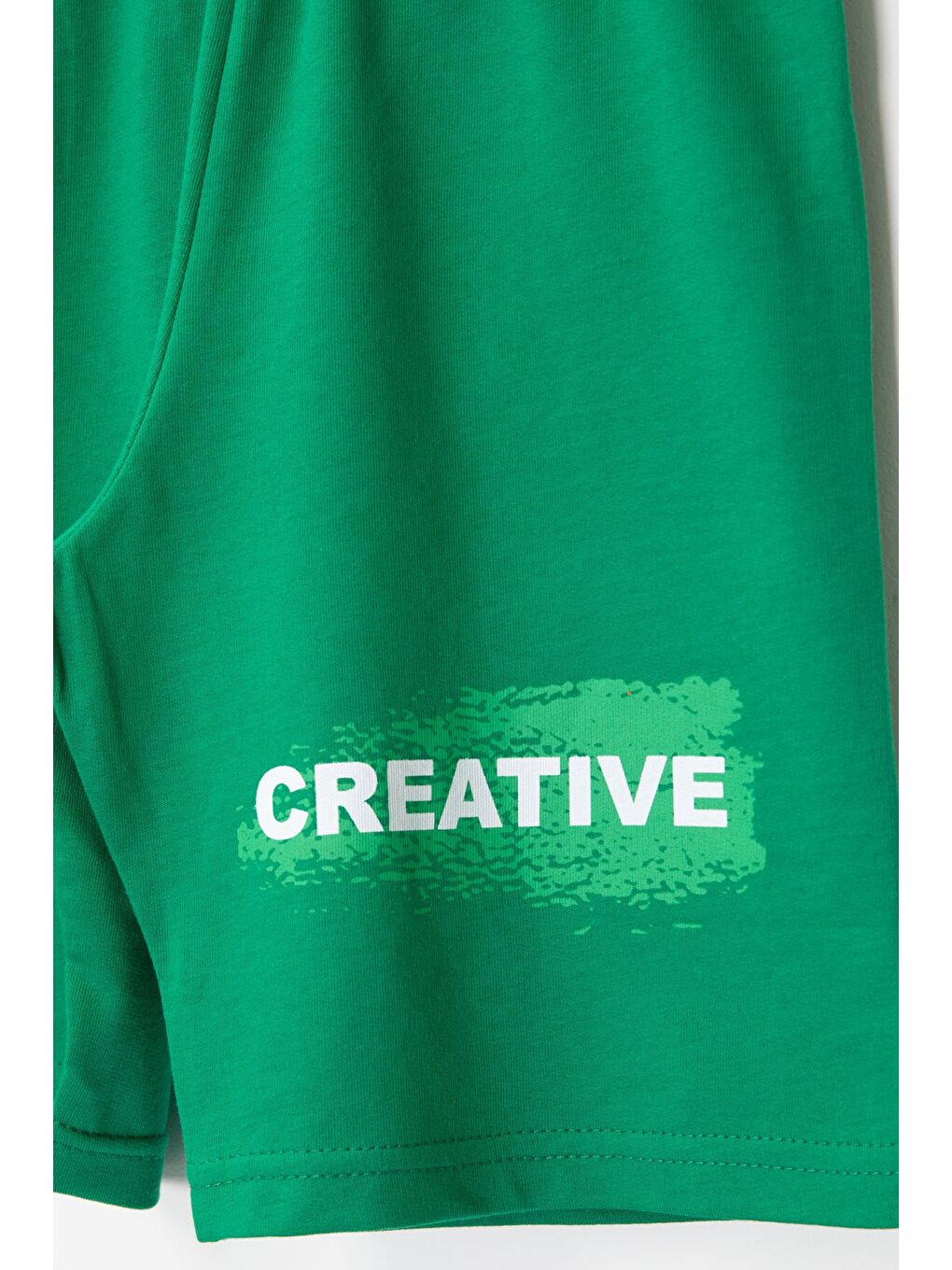 Yeşil Creative Yazılı Desenli Tişörtlü Erkek Çocuk Şortlu Takım 23790-4